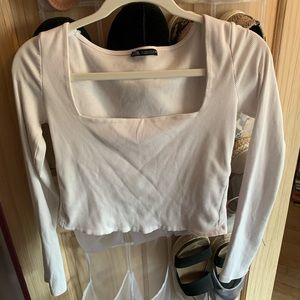 White, square neck top from Zara